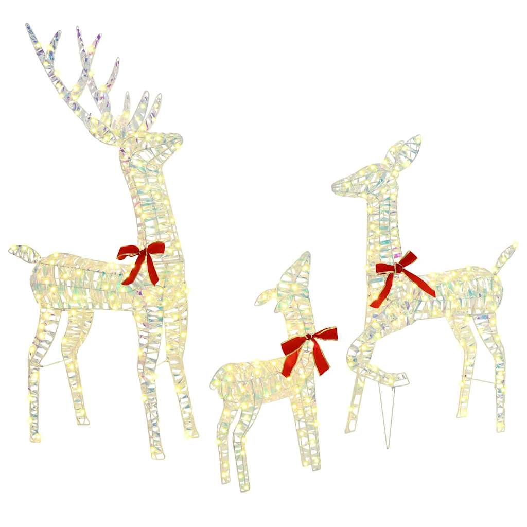 Famiglia di Renne 3 pz Bianco caldo 67 x 26 x 127 cm PET