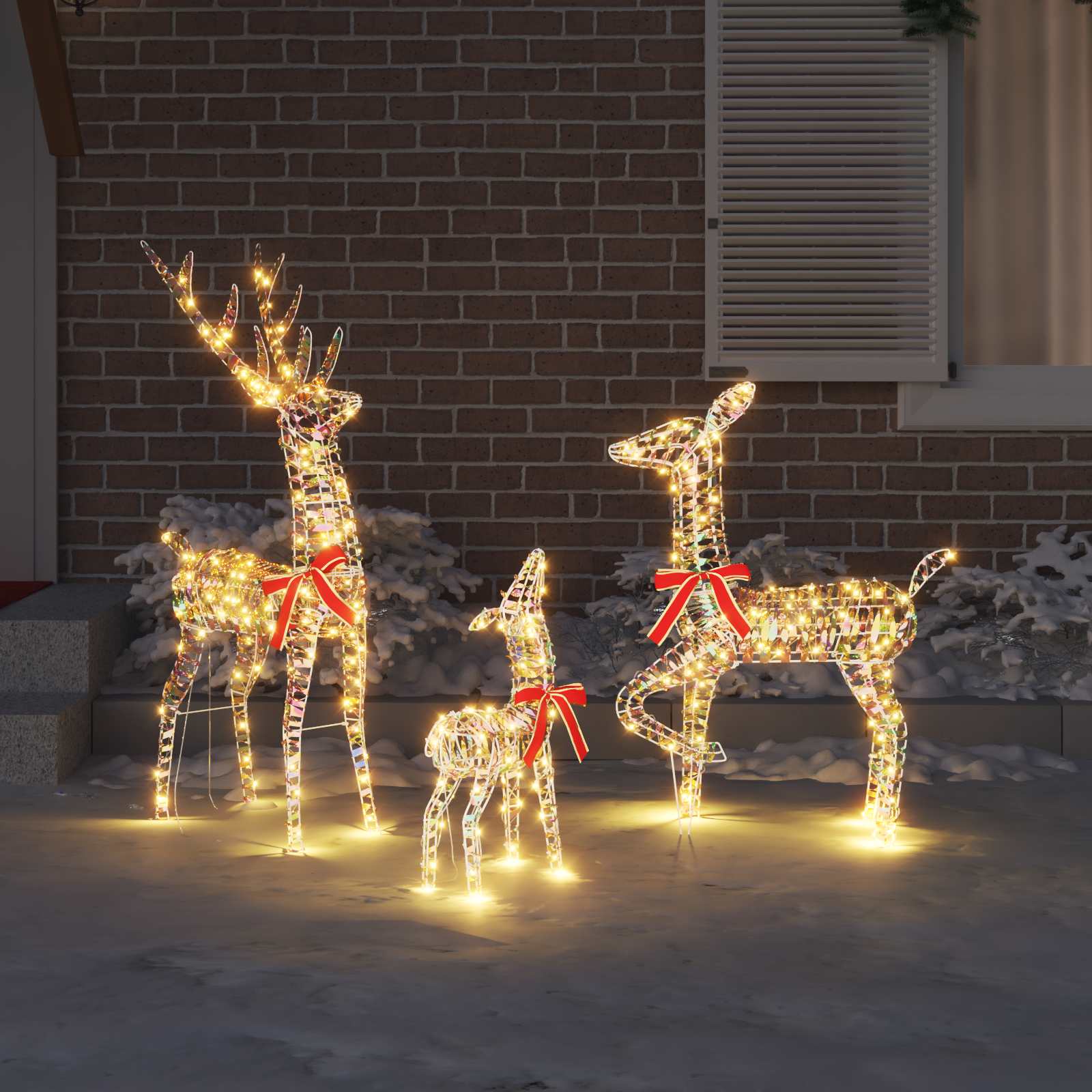 Famiglia di Renne 3 pz Bianco caldo 67 x 26 x 127 cm PET