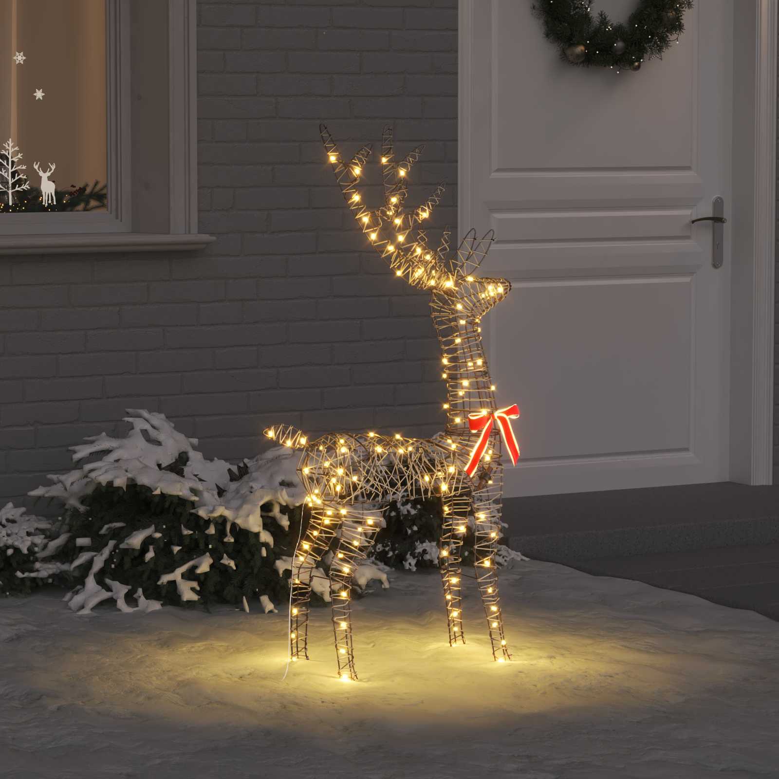 Renna 3D 140 LED Bianco caldo 70 x 41 x 128 cm Rattan