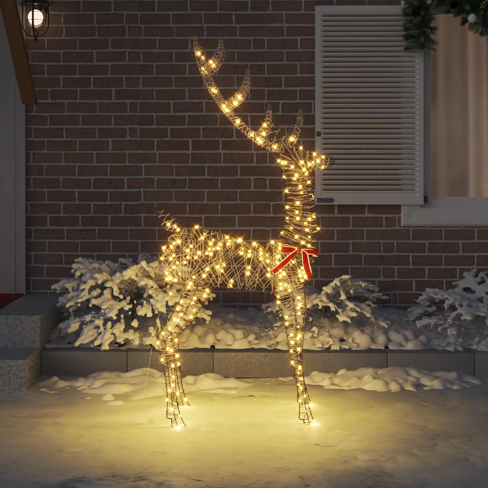 Renna 3D 250 LED Bianco caldo 180 cm Rattan