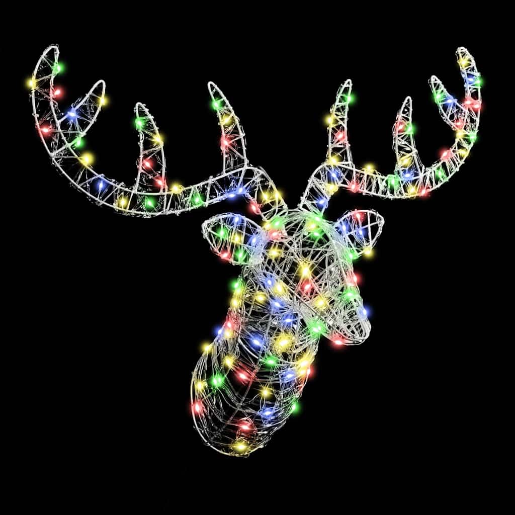 Testa di Renna 140 LED colorato 68 x 36,5 x 62,5 cm Acrilico