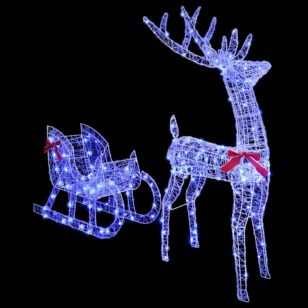 Slitta trainata da renna Blu 70 x 24 x 128 cm Acrilico 200 LED