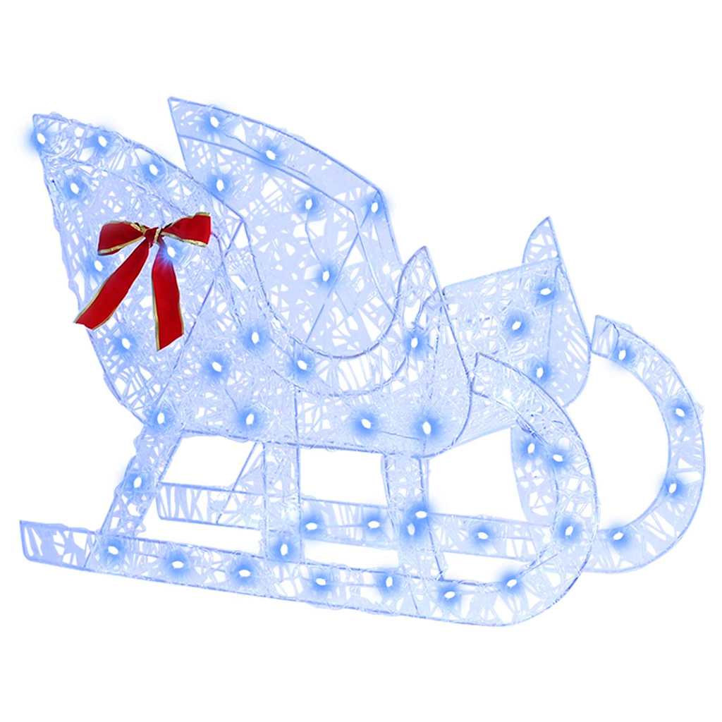 Slitta trainata da renna Blu 70 x 24 x 128 cm Acrilico 200 LED