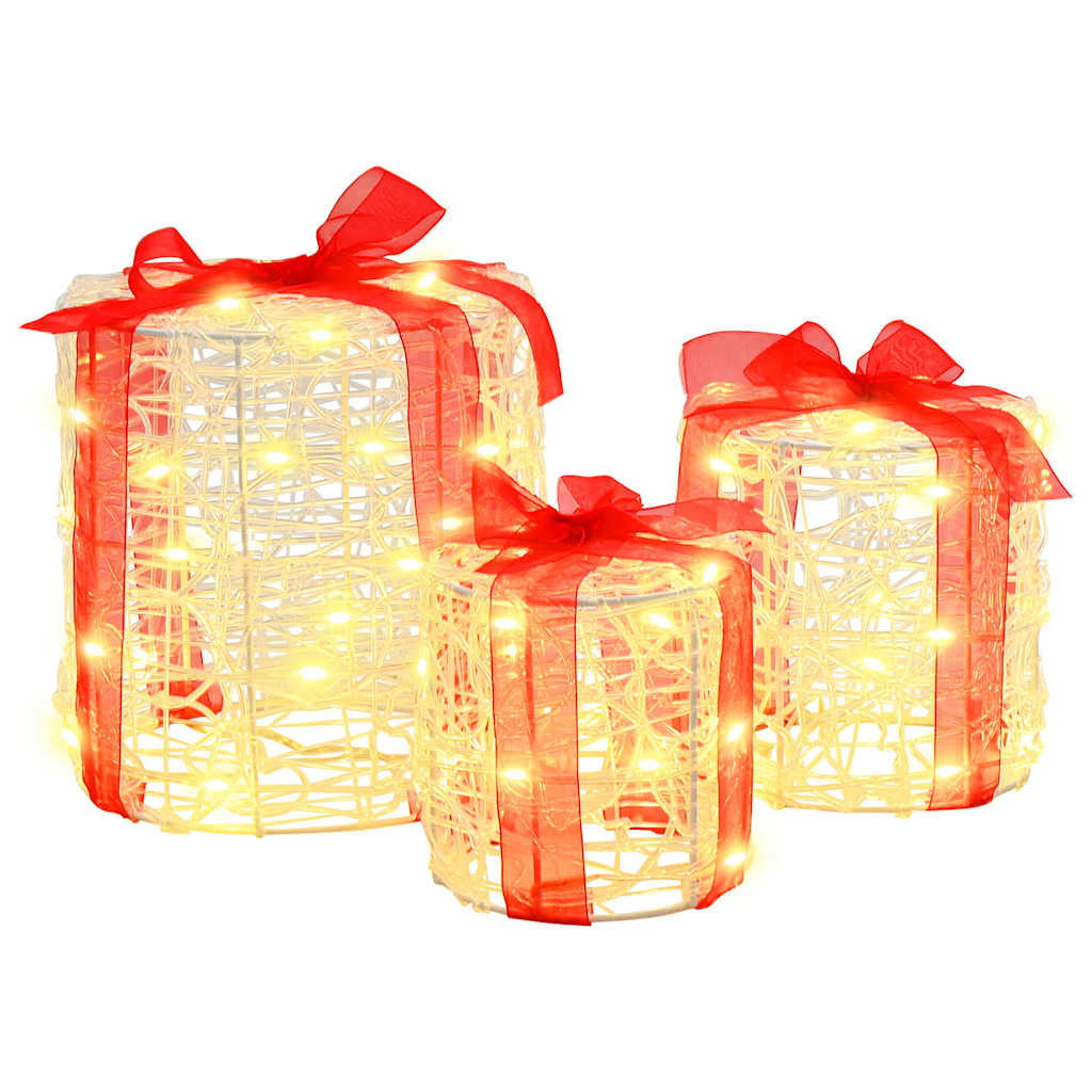 Decorazione Scatola Regalo 3 pz Bianco caldo 20 x 20 x 21 cm