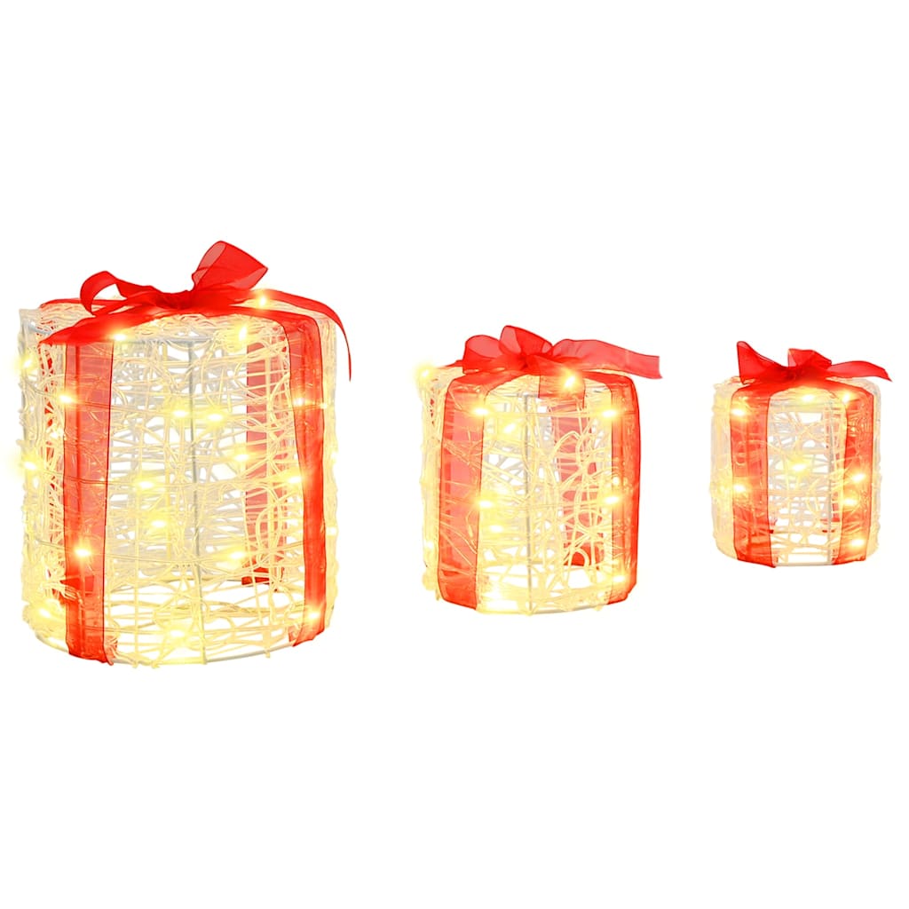 Decorazione Scatola Regalo 3 pz Bianco caldo 20 x 20 x 21 cm