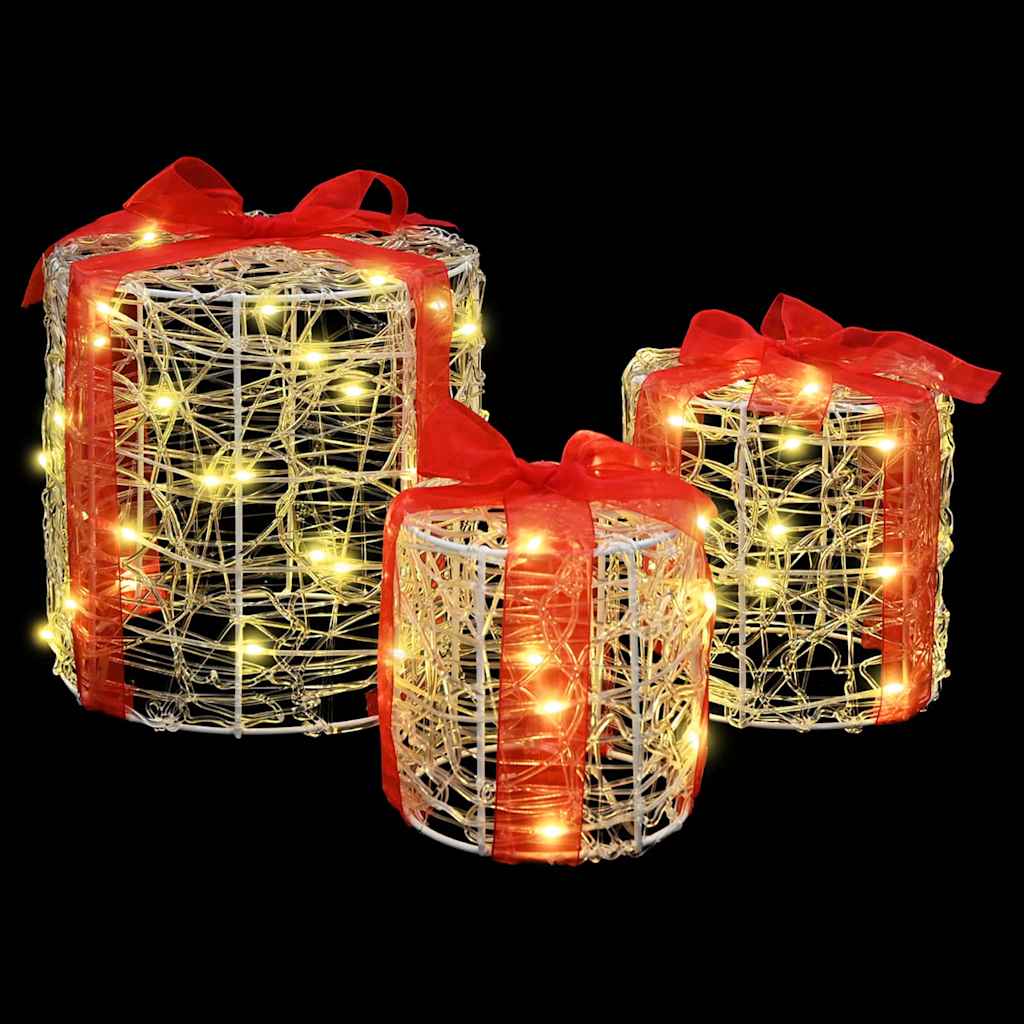 Decorazione Scatola Regalo 3 pz Bianco caldo 20 x 20 x 21 cm
