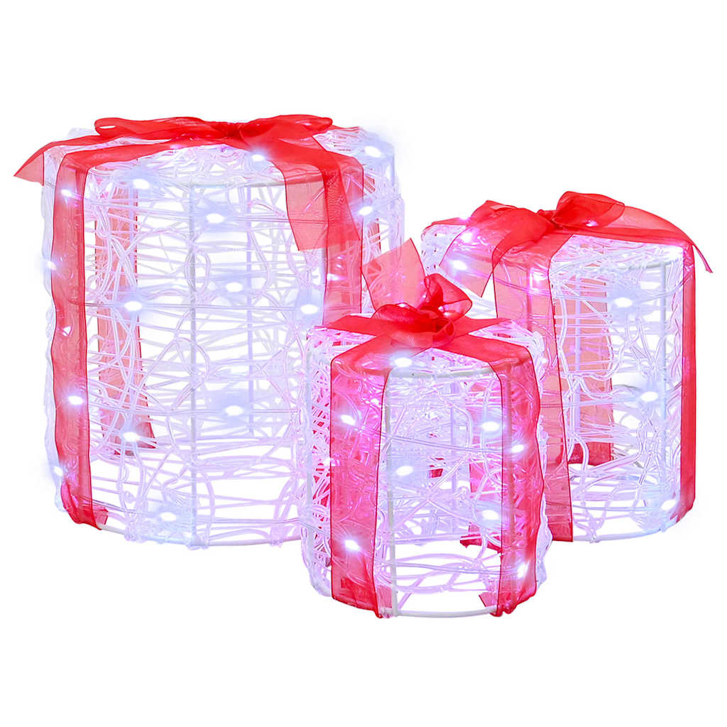 Decorazione Scatola Regalo 3 pz Bianco freddo 20 x 20 x 21 cm