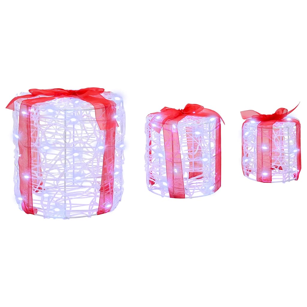 Decorazione Scatola Regalo 3 pz Bianco freddo 20 x 20 x 21 cm