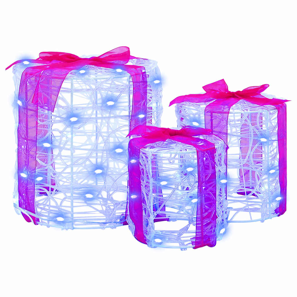 Decorazione Scatola Regalo 3 pz Blu 20 x 20 x 21 cm Acrilico