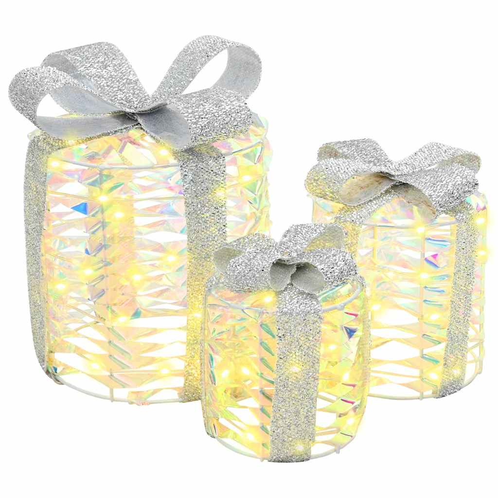 Decorazione Scatola Regalo 3 pz Bianco caldo 20 x 20 x 20 cm