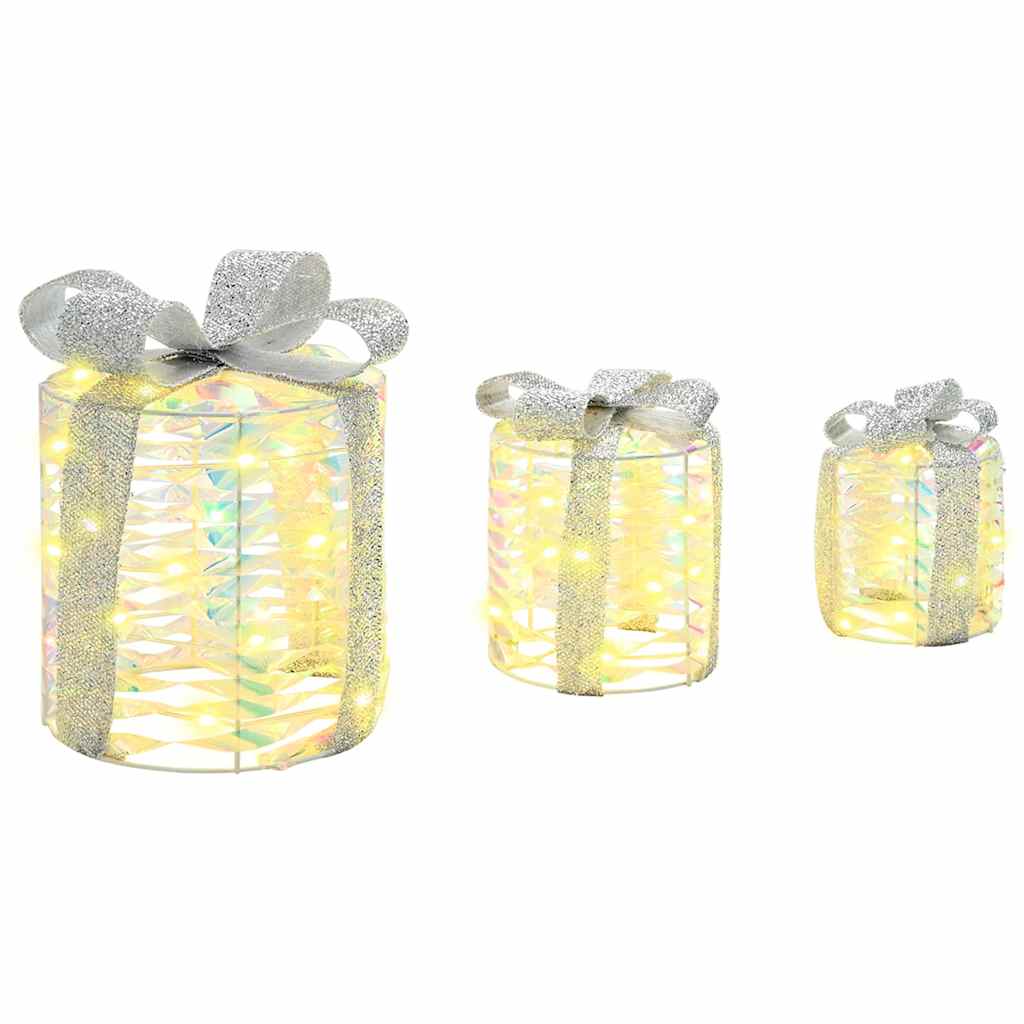 Decorazione Scatola Regalo 3 pz Bianco caldo 20 x 20 x 20 cm