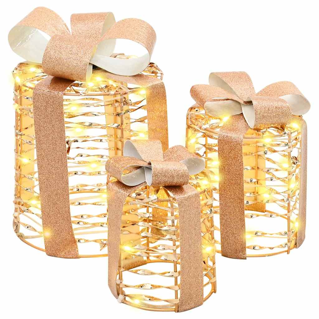 Decorazione Scatola Regalo 3 pz Bianco caldo 20 x 20 x 20 cm