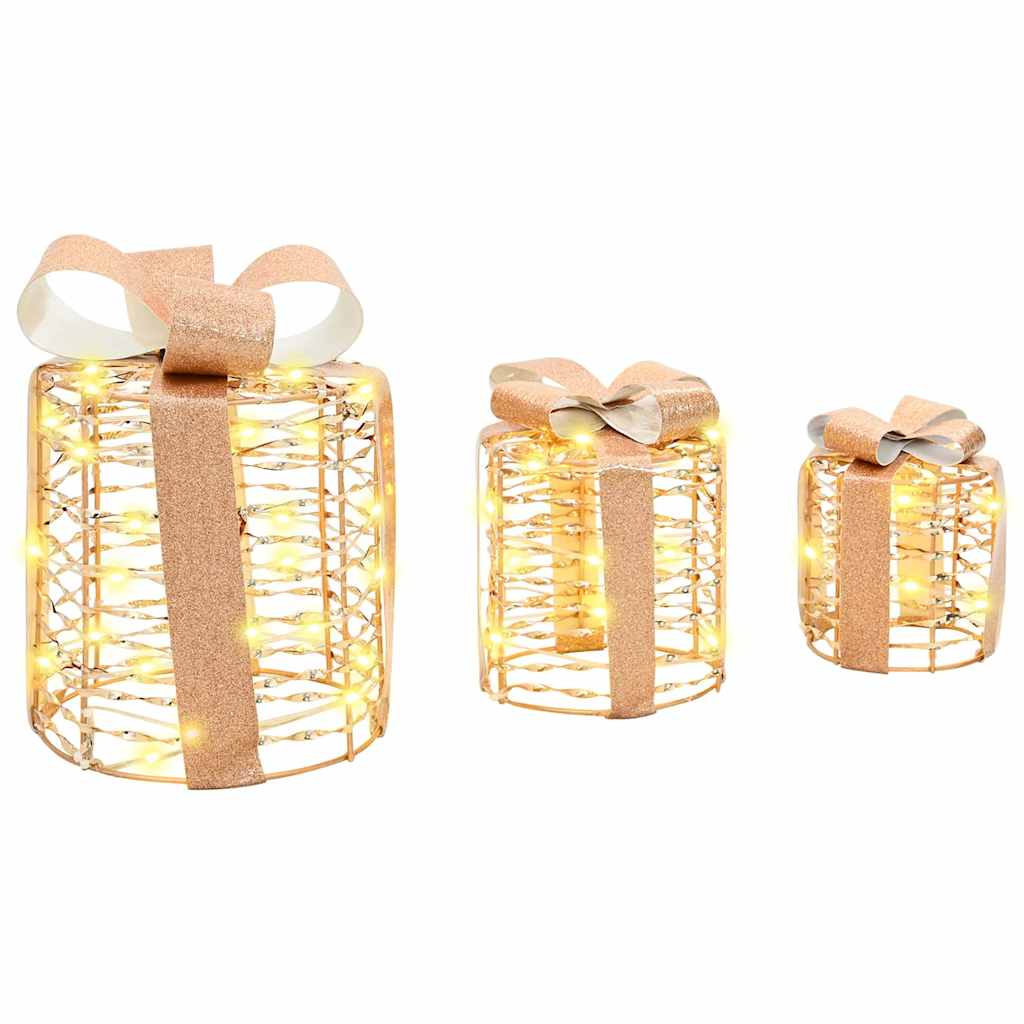 Decorazione Scatola Regalo 3 pz Bianco caldo 20 x 20 x 20 cm