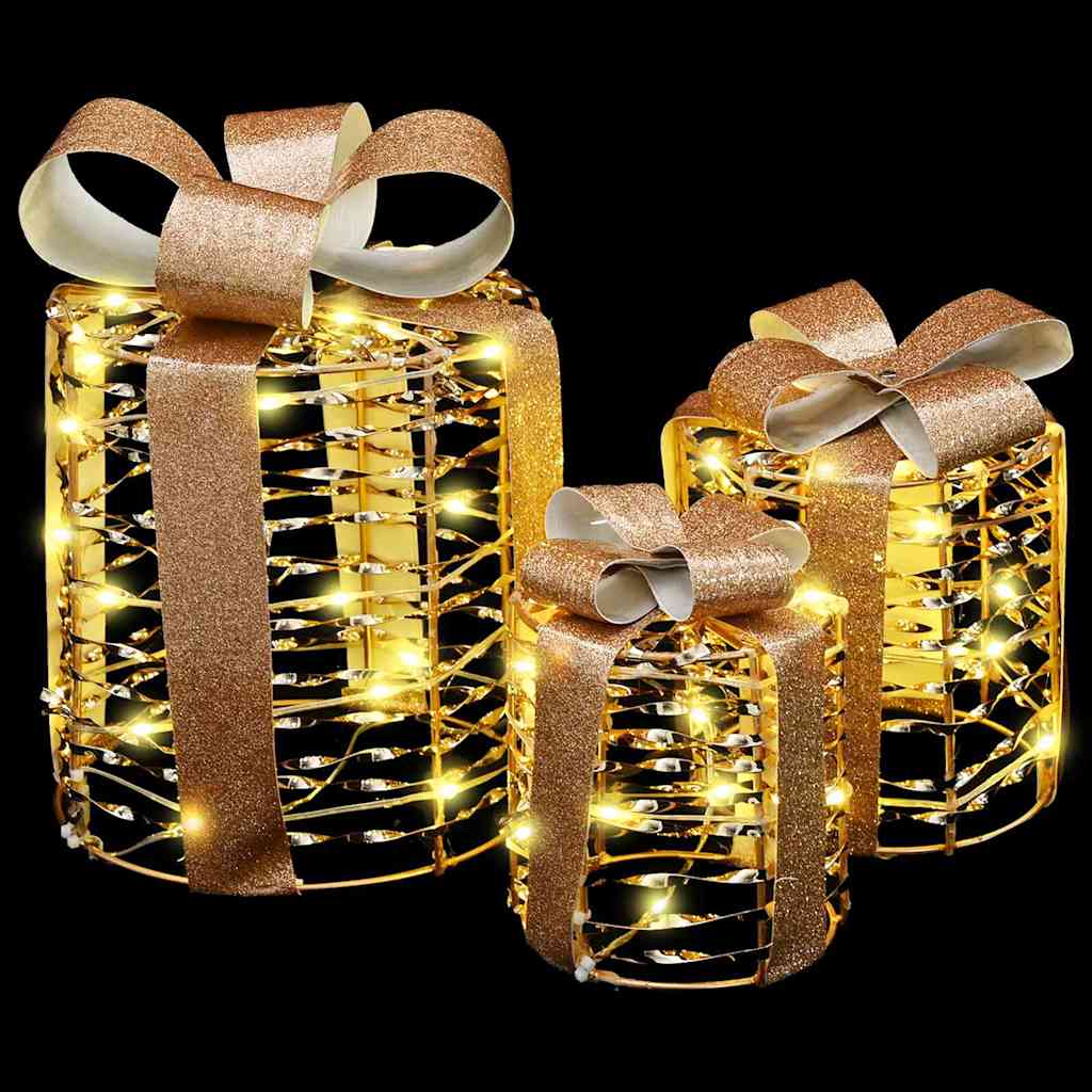 Decorazione Scatola Regalo 3 pz Bianco caldo 20 x 20 x 20 cm