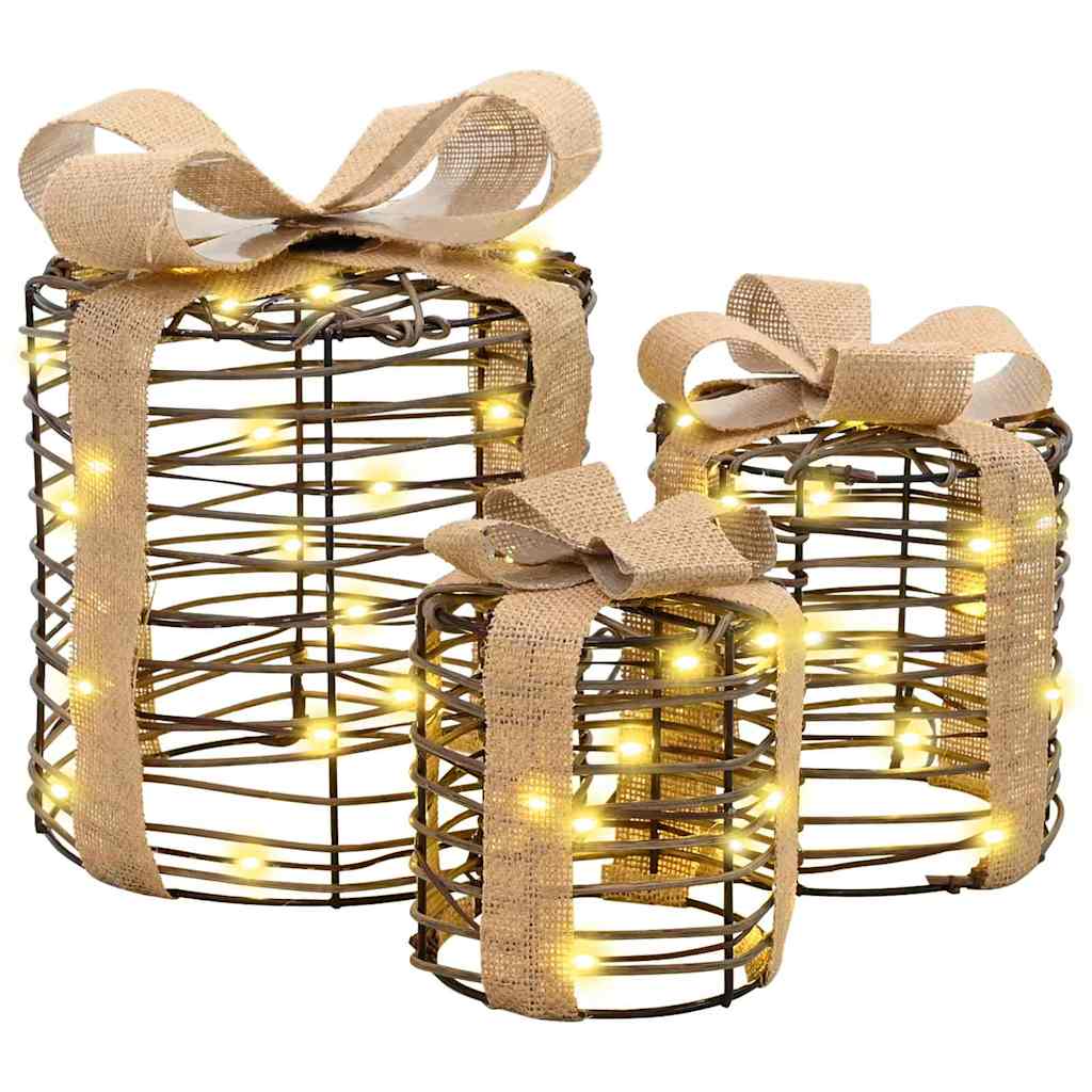Decorazione Scatola Regalo 3 pz Bianco caldo 20 x 20 x 20 cm