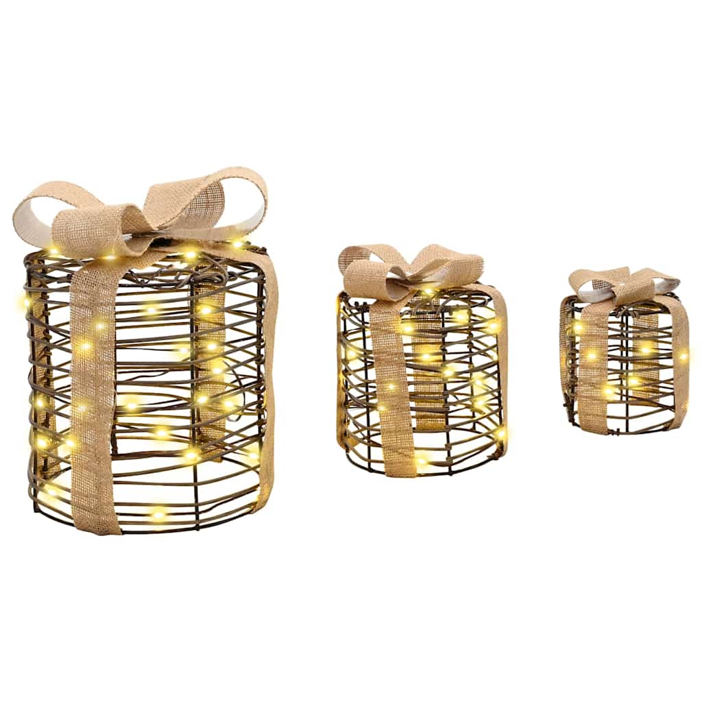 Decorazione Scatola Regalo 3 pz Bianco caldo 20 x 20 x 20 cm