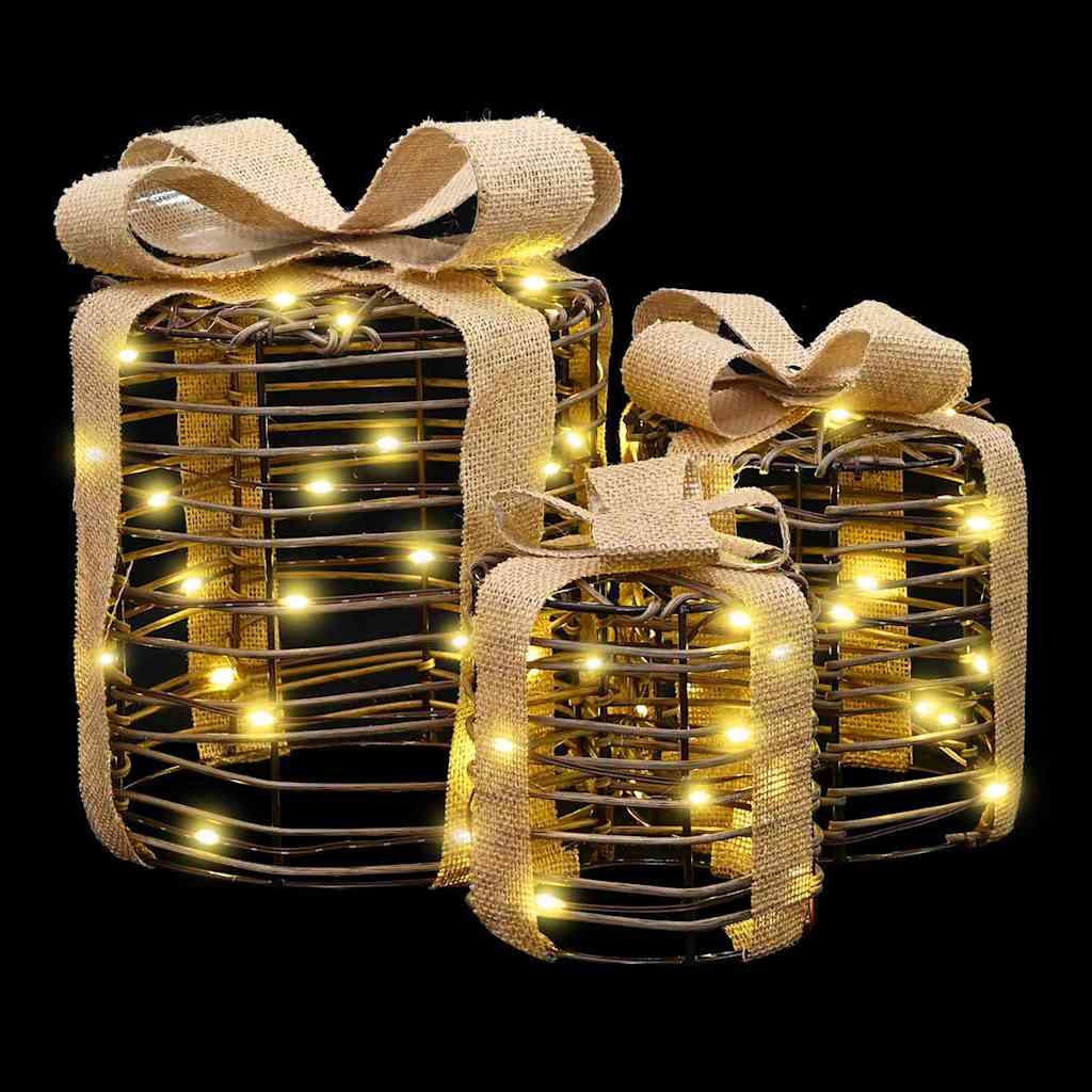 Decorazione Scatola Regalo 3 pz Bianco caldo 20 x 20 x 20 cm