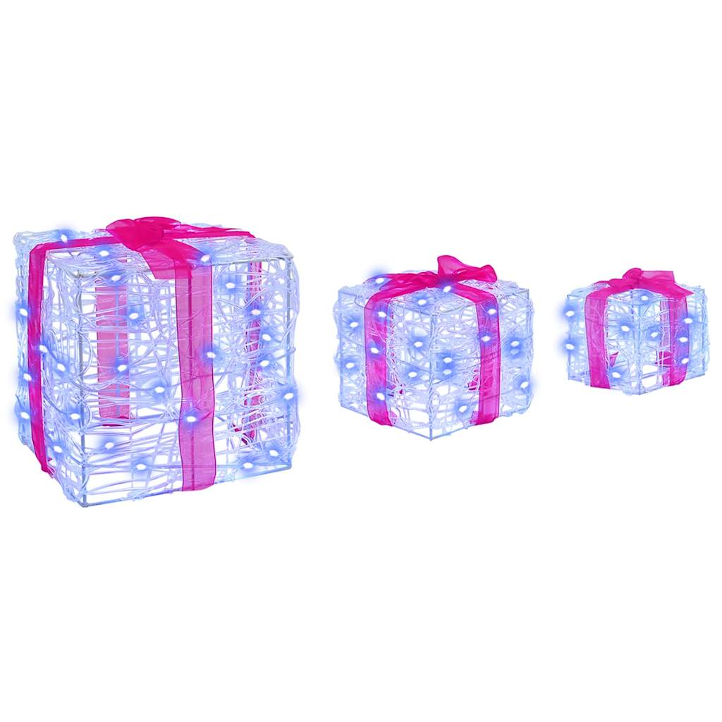 Scatola Regalo 3 pz 60 LED Blu 20 x 20 x 20 cm Acrilico