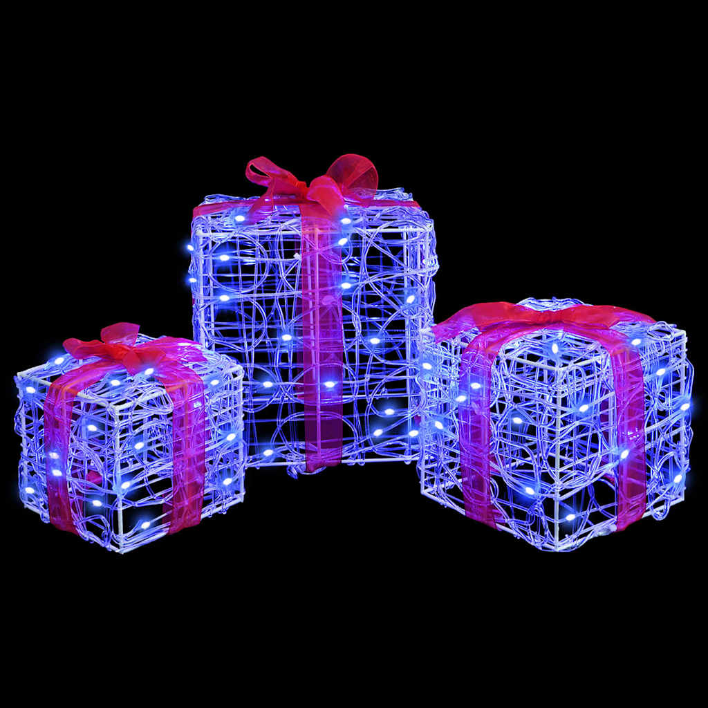Scatola Regalo 3 pz 60 LED Blu 20 x 20 x 20 cm Acrilico