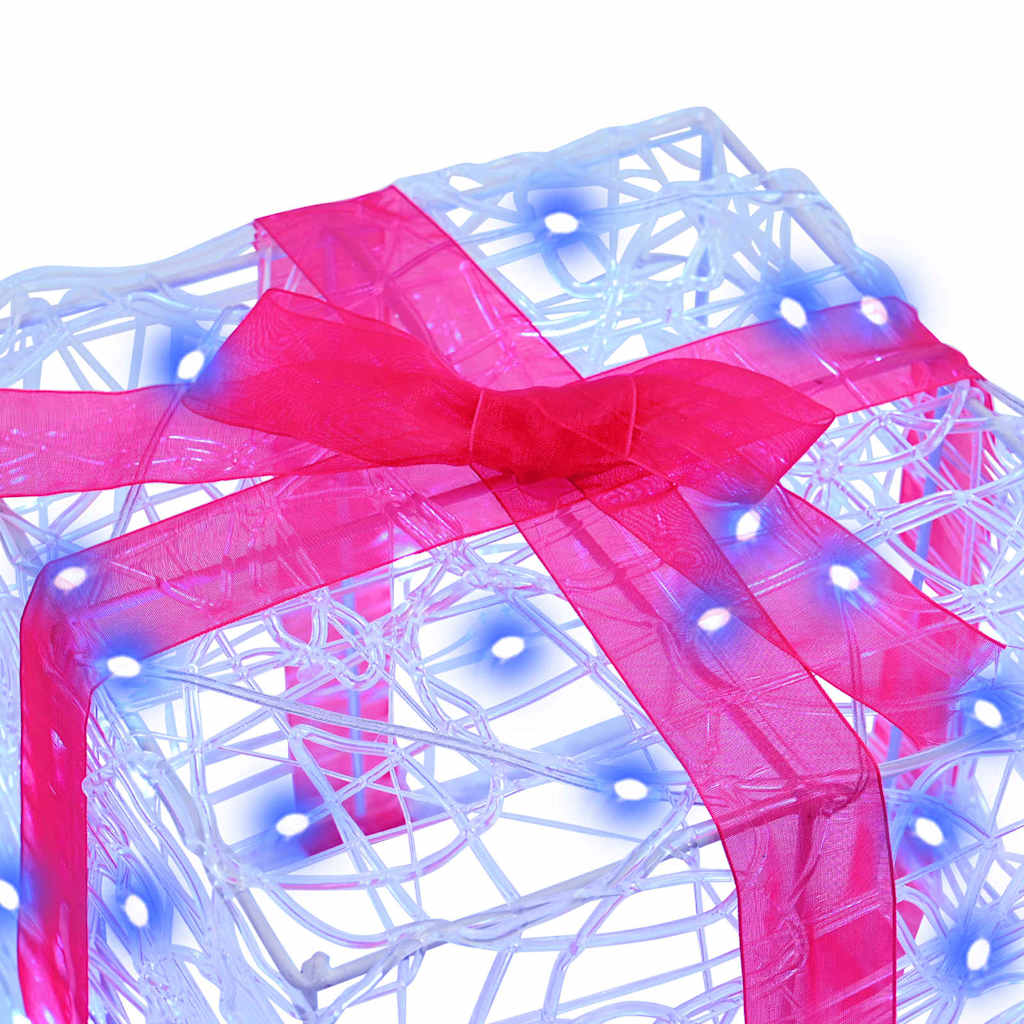 Scatola Regalo 3 pz 60 LED Blu 20 x 20 x 20 cm Acrilico