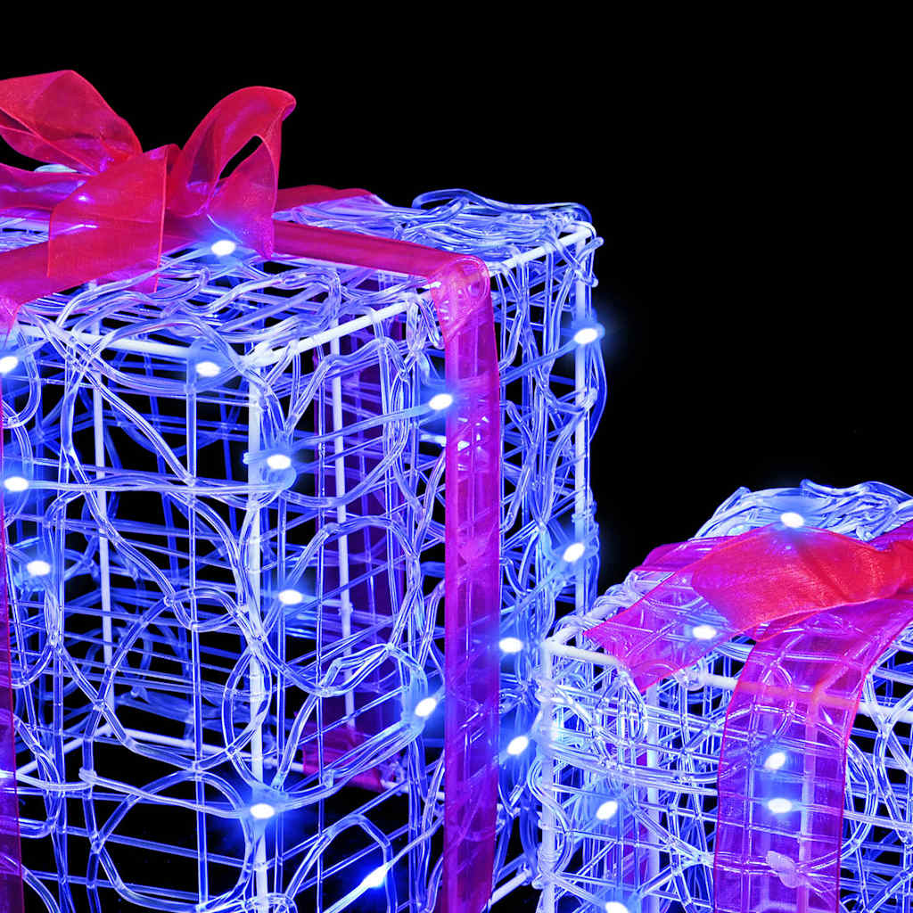 Scatola Regalo 3 pz 60 LED Blu 20 x 20 x 20 cm Acrilico