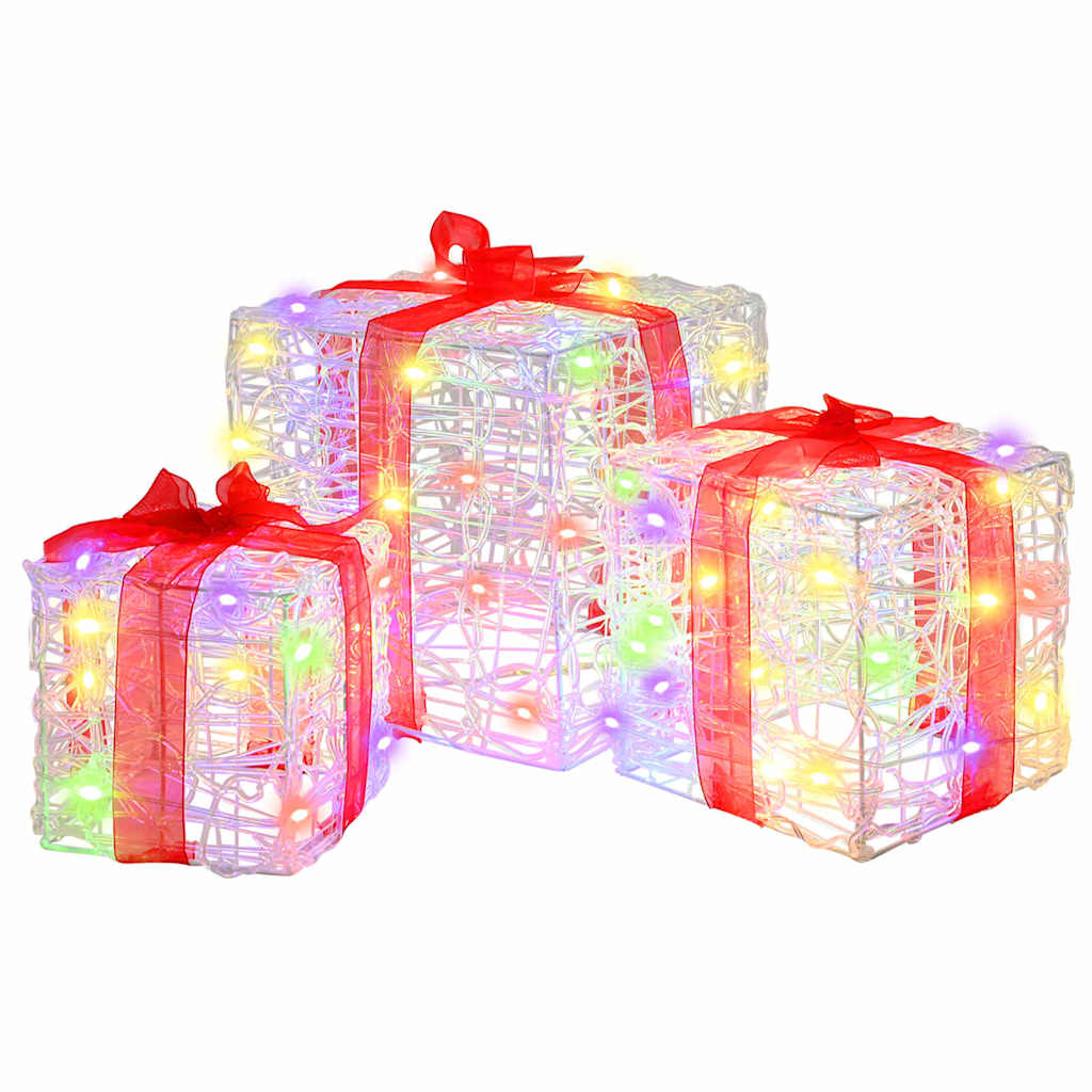 Scatola Regalo 3 pz 60 LED Multicolore 20 x 20 x 20 cm Acrilico