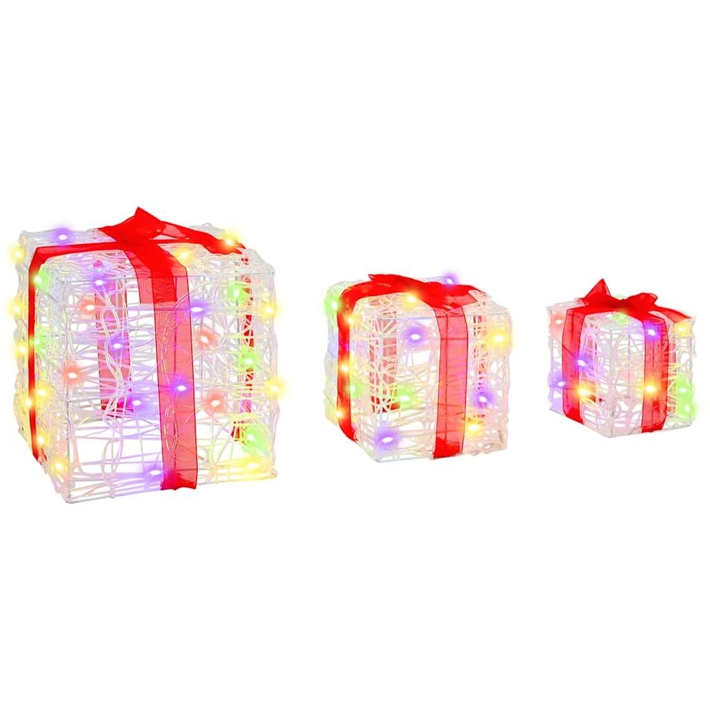 Scatola Regalo 3 pz 60 LED Multicolore 20 x 20 x 20 cm Acrilico