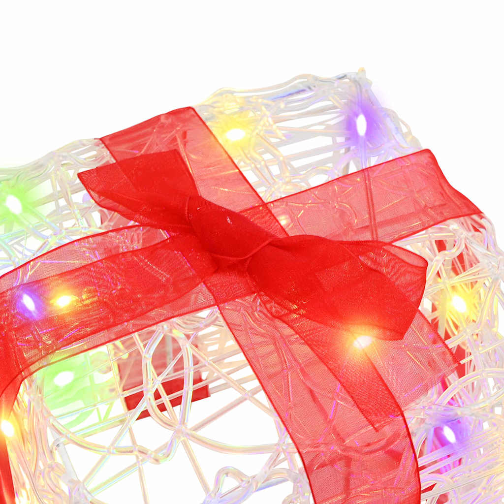 Scatola Regalo 3 pz 60 LED Multicolore 20 x 20 x 20 cm Acrilico