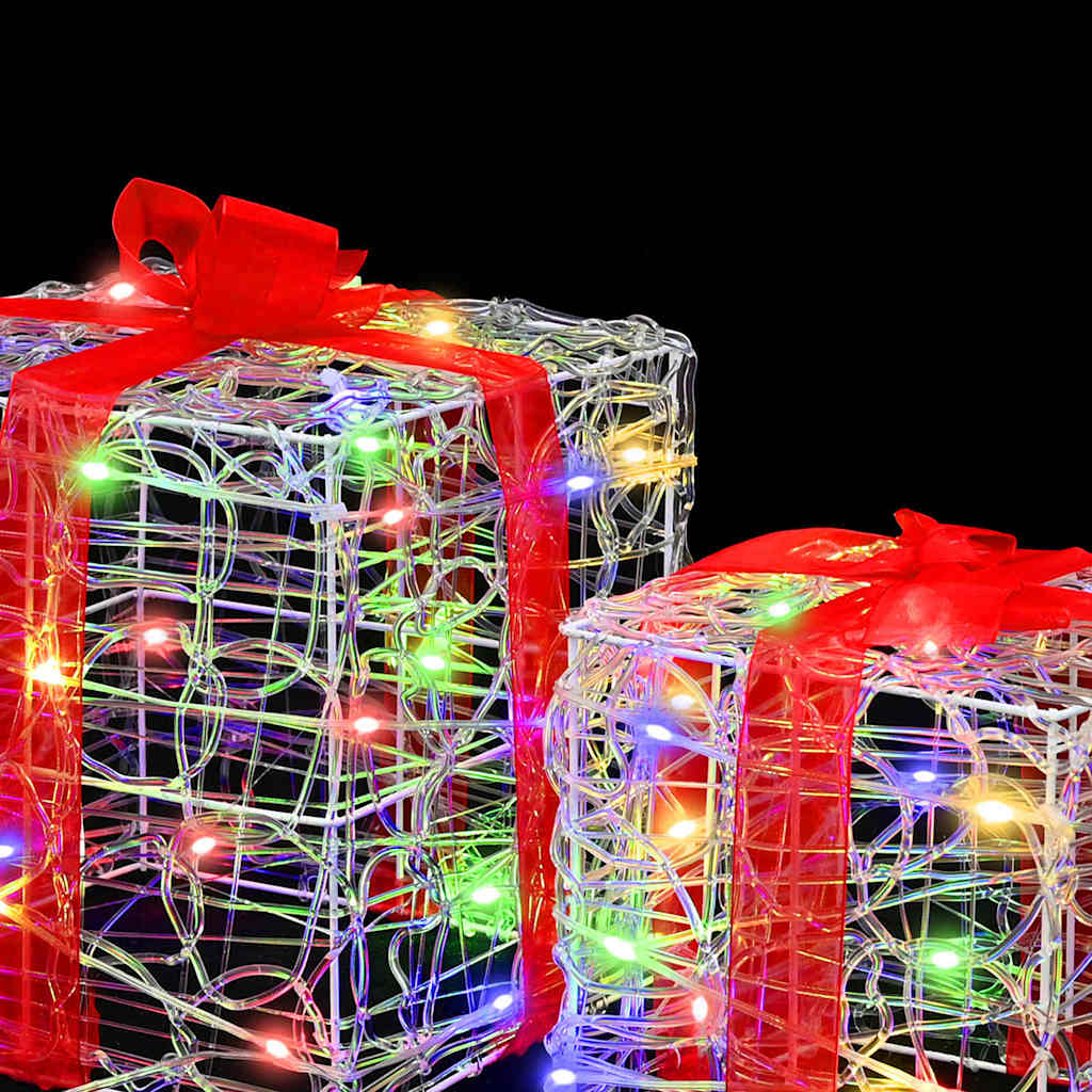Scatola Regalo 3 pz 60 LED Multicolore 20 x 20 x 20 cm Acrilico