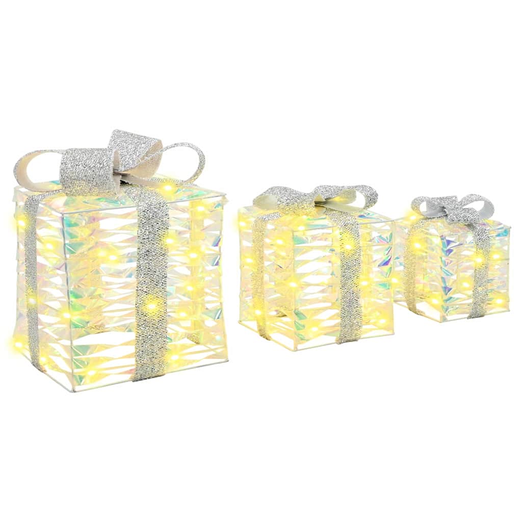 Scatola regalo di Natale illuminata 3 pz 150 LED Bianco caldo