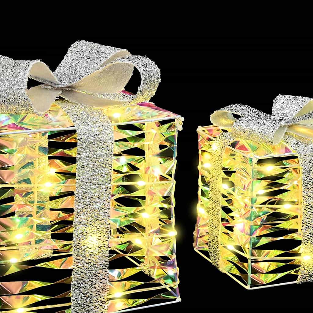 Scatola regalo di Natale illuminata 3 pz 150 LED Bianco caldo