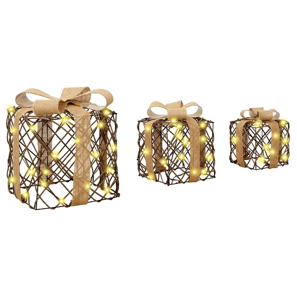 Scatola regalo di Natale illuminata 3 pz 150 LED Bianco caldo