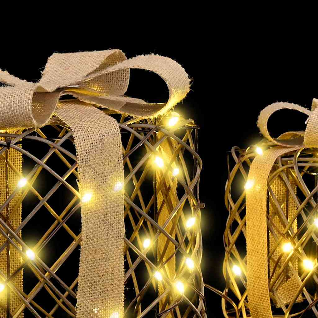 Scatola regalo di Natale illuminata 3 pz 150 LED Bianco caldo