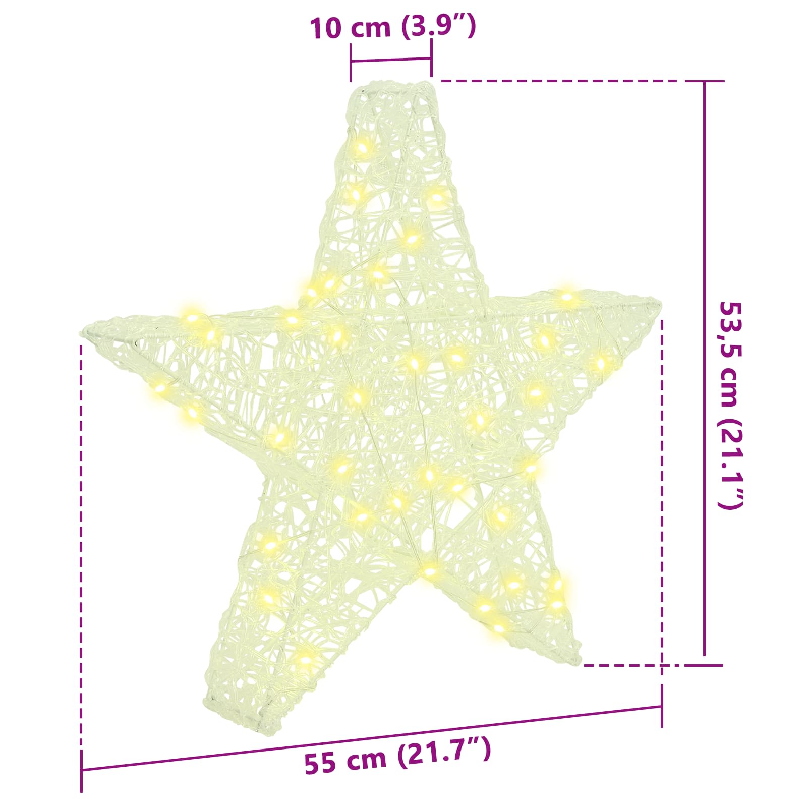 Stella 3D 50 LED Bianco caldo 55 x 53.5 x 10 cm Acrilico