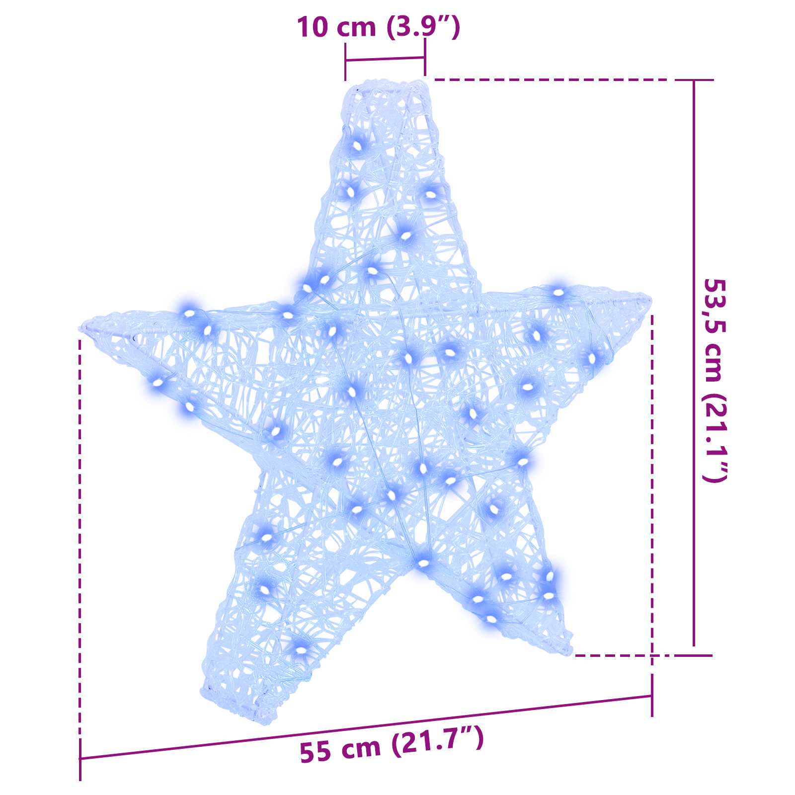 Stella 3D 50 LED Blu 55 x 53.5 x 10 cm Acrilico