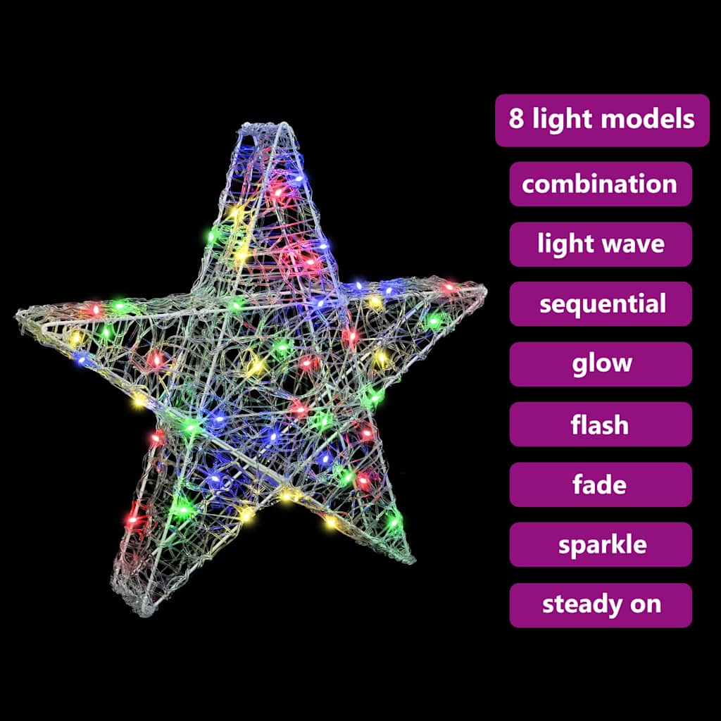Stella 3D 50 LED Multicolore 55 x 53.5 x 10 cm Acrilico