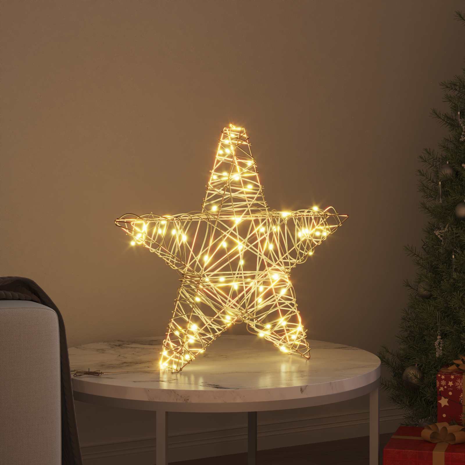 Stella 3D 50 LED Bianco caldo 55 x 52.5 x 9 cm Rattan