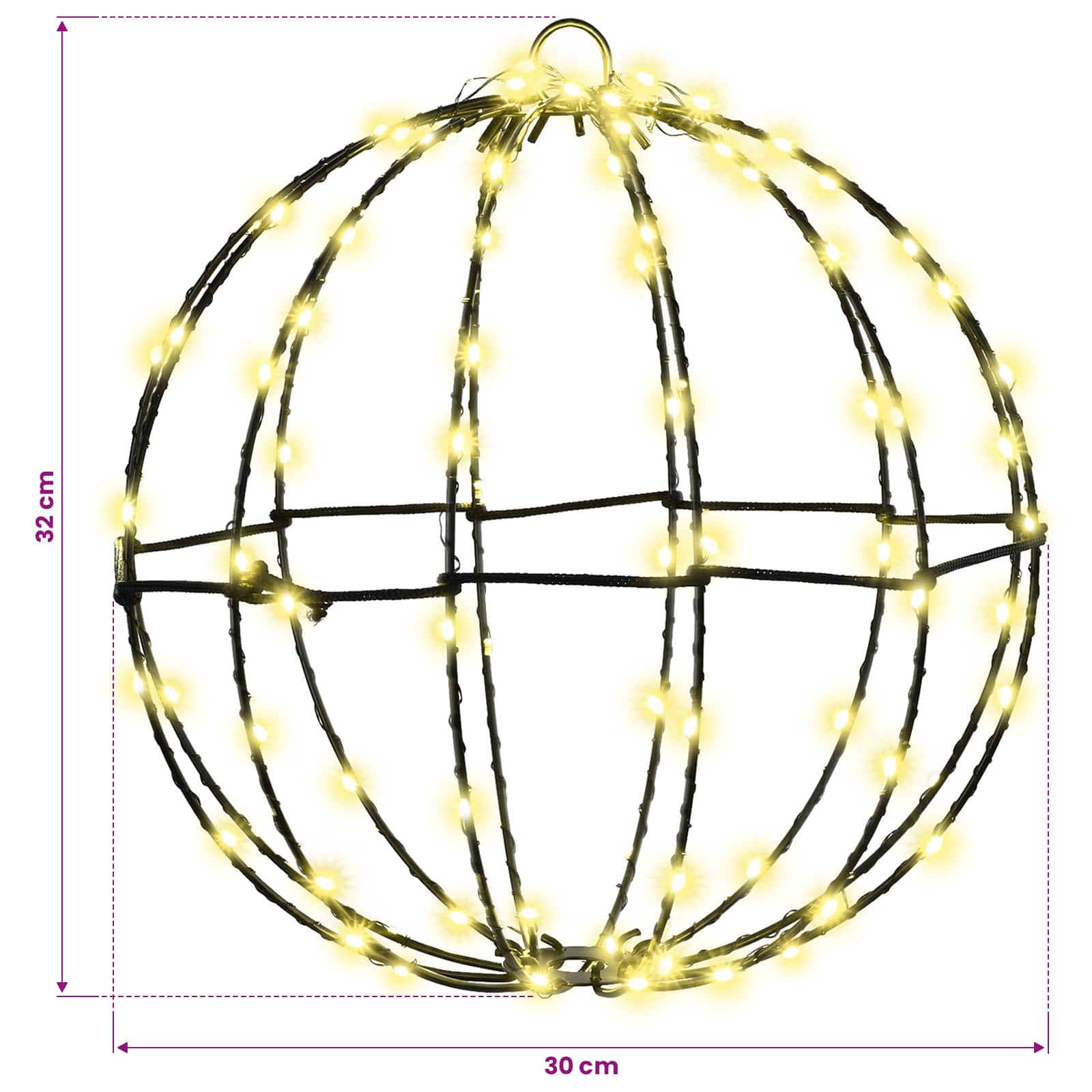 Palla Bianco caldo 30 x 30 x 32 cm Metallo 96 LED