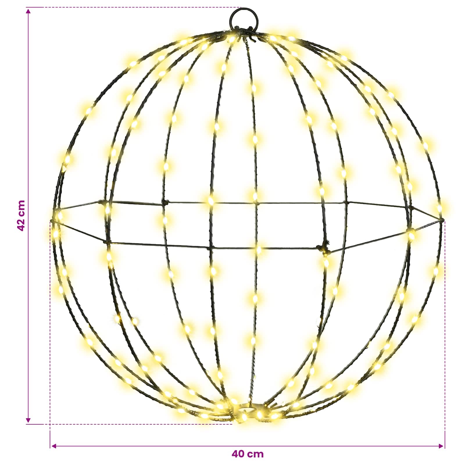 Palla Bianco caldo 40 x 40 x 42 cm Metallo 120 LED
