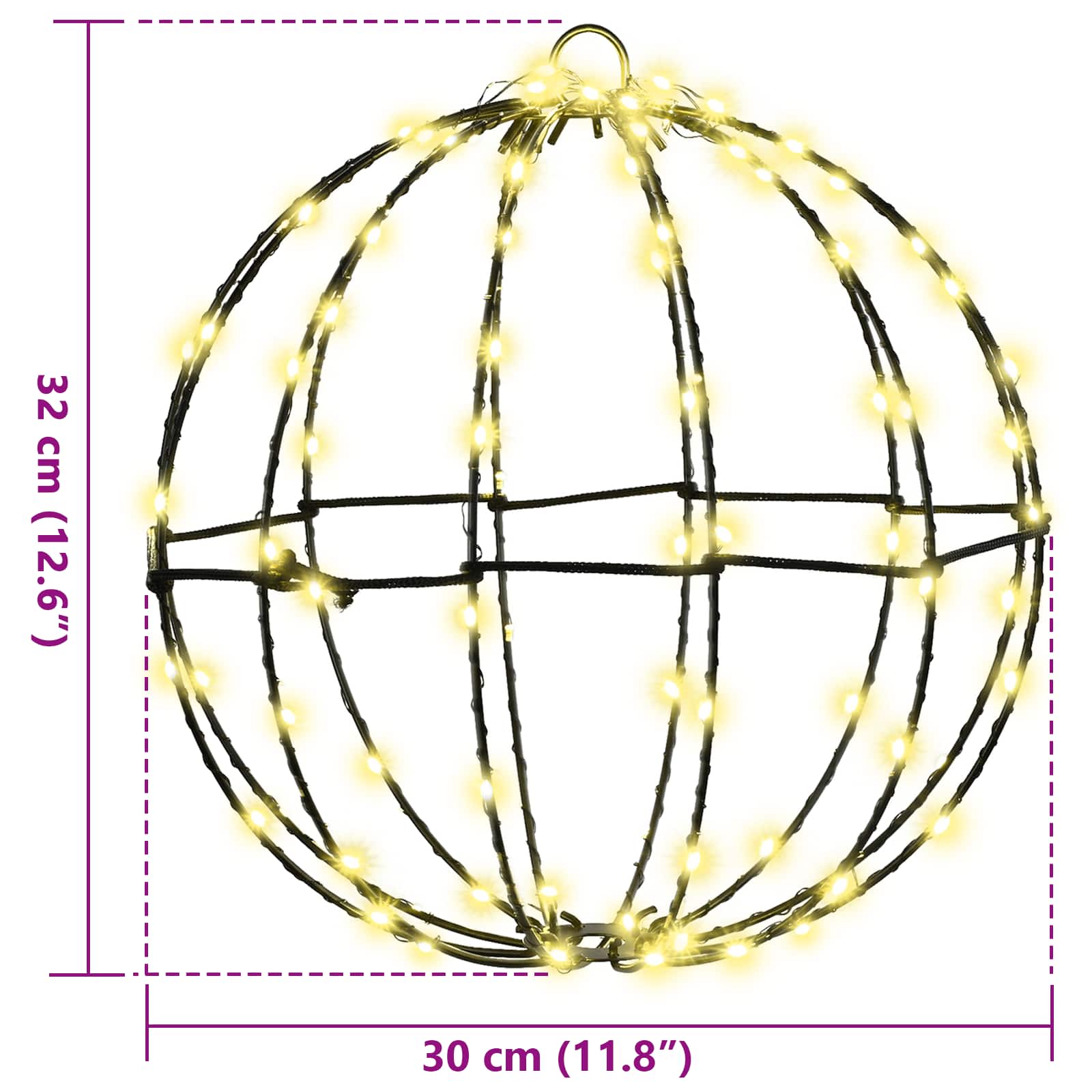 Palla 2 pz Bianco caldo 30 x 30 x 32 cm Metallo 192 LED