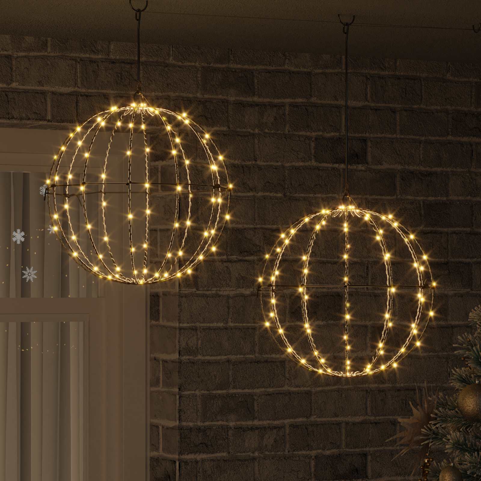 Palla 2 pz Bianco caldo 40 x 40 x 42 cm Metallo 192 LED