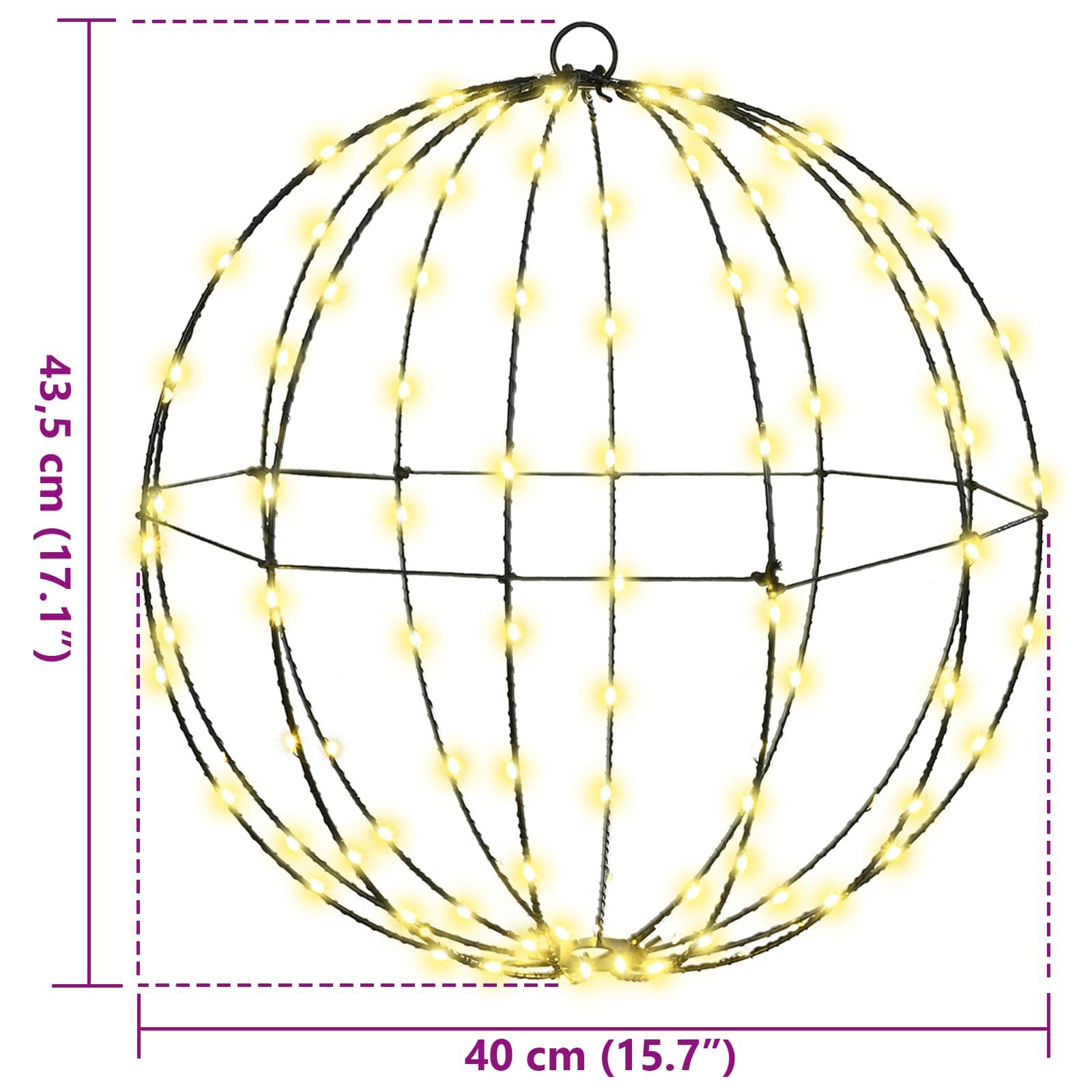 Palla 2 pz Bianco caldo 40 x 40 x 42 cm Metallo 192 LED