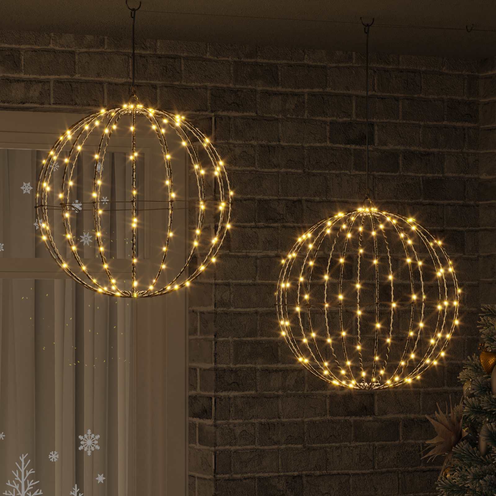 Palla 2 pz Bianco caldo 50 x 50 x 52 cm Metallo 320 LED
