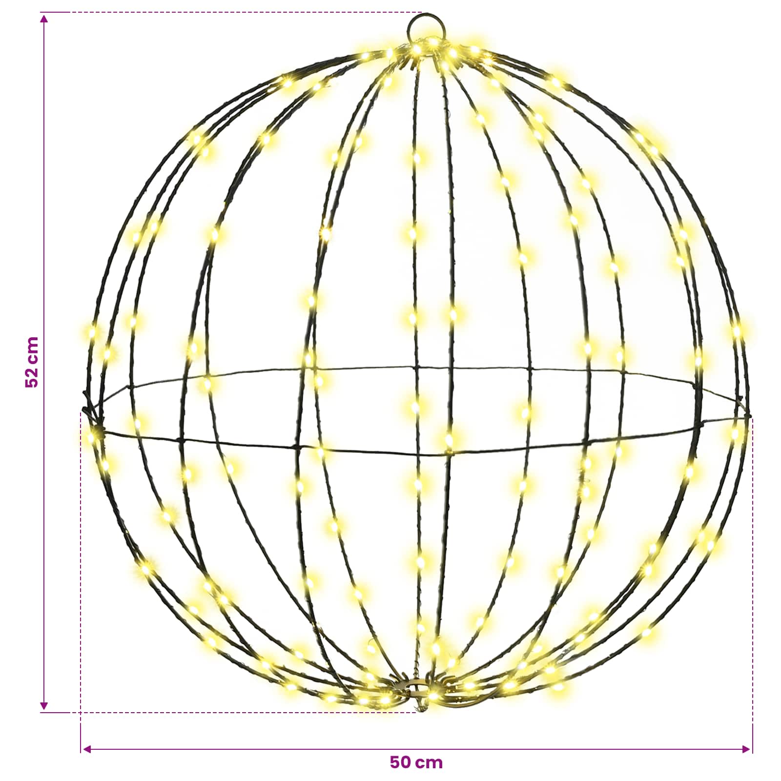 Palla 2 pz Bianco caldo 50 x 50 x 52 cm Metallo 320 LED