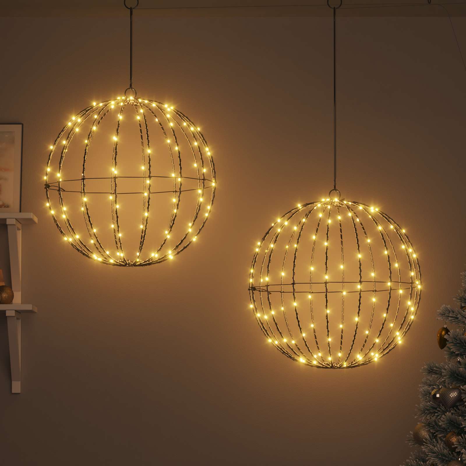 Palla 2 pz Bianco caldo 50 x 50 x 52 cm Metallo 320 LED