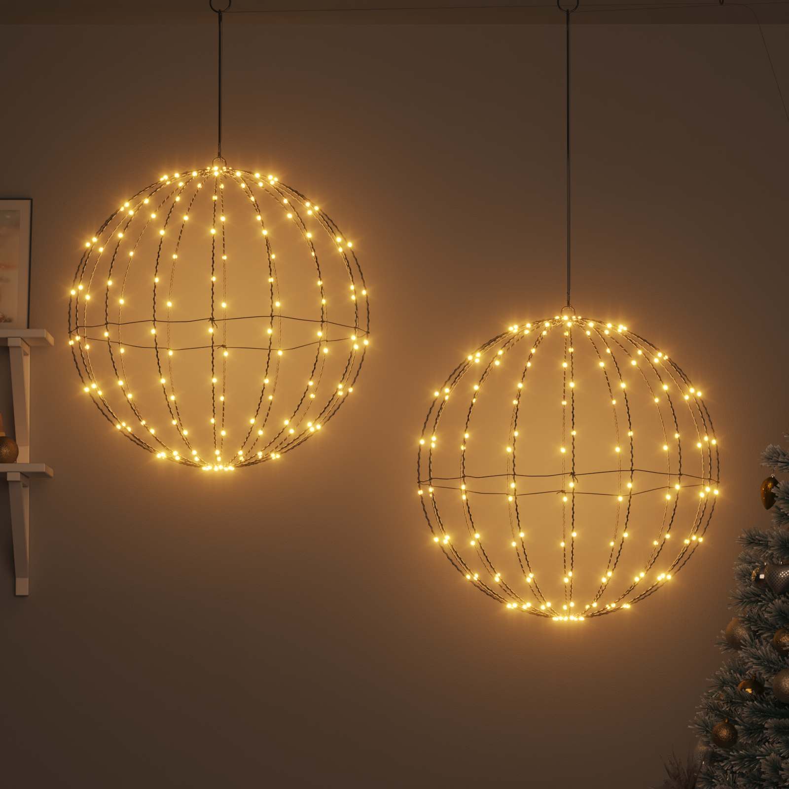 Palla 2 pz Bianco caldo 60 x 60 x 62 cm Metallo 384 LED