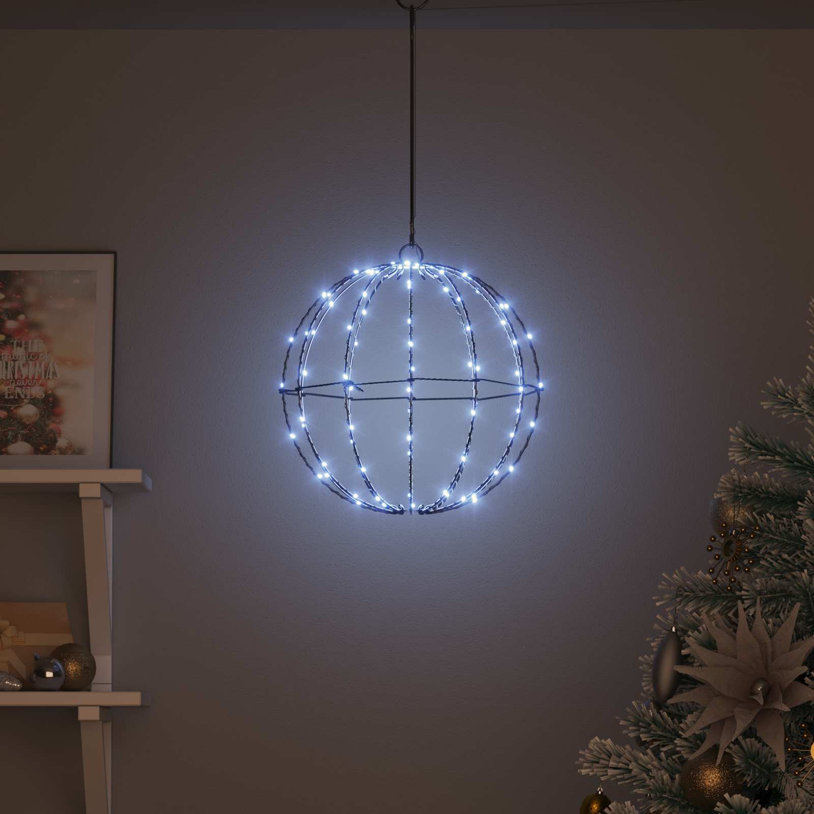 Palla Bianco freddo 30 x 30 x 32 cm Metallo 96 LED