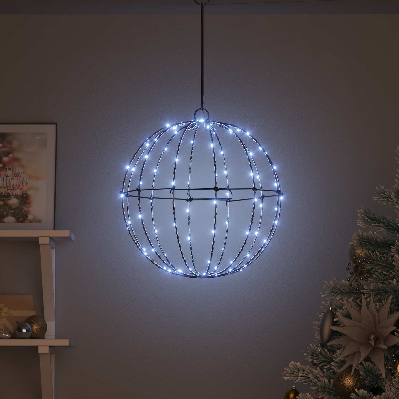 Palla Bianco freddo 40 x 40 x 42 cm Metallo 120 LED