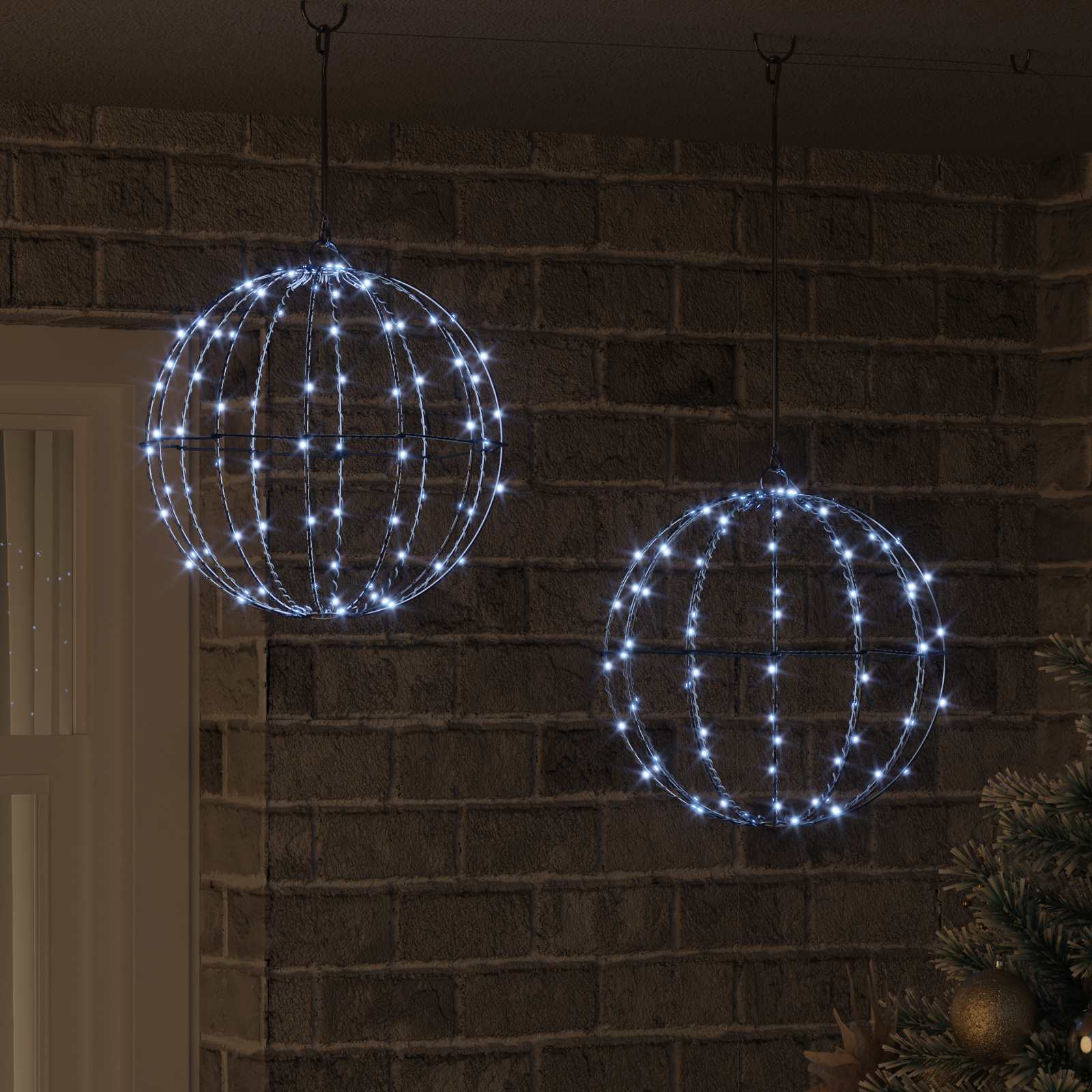 Palla 2 pz Bianco freddo 30 x 30 x 32 cm Metallo 192 LED