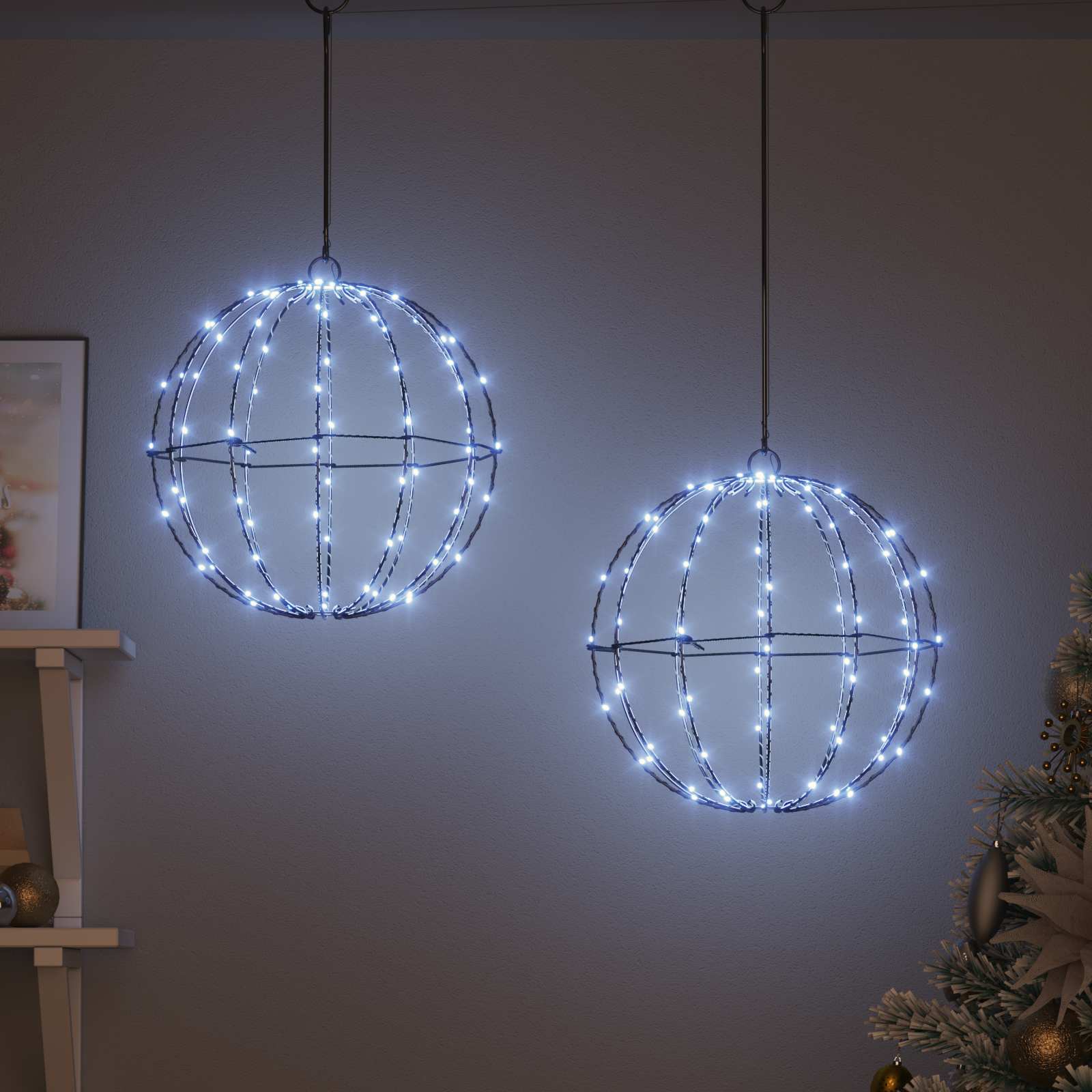 Palla 2 pz Bianco freddo 30 x 30 x 32 cm Metallo 192 LED